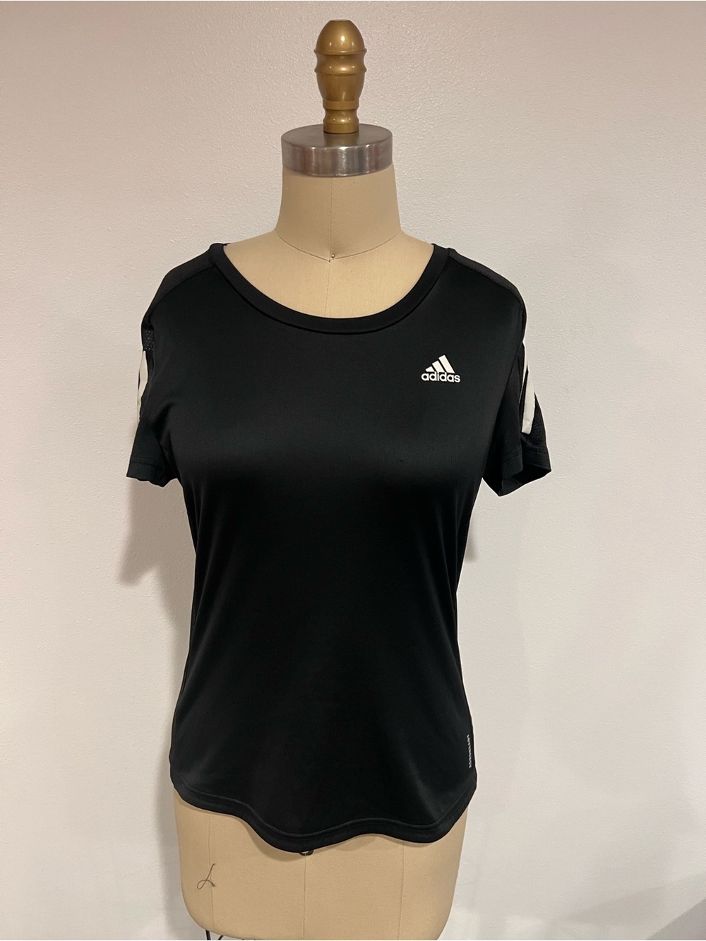 adidas Black Short Sleeve Athletic Tee with White Logo